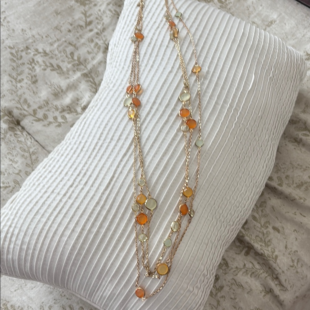 Elegant Multi-Strand Necklace with Orange and Gold Accents